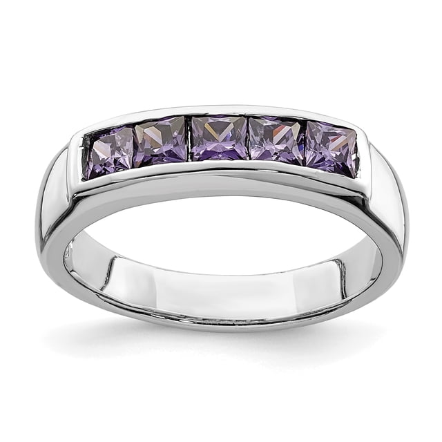 925 Sterling Silver Purple Cubic Zirconia Cz Ring Stone