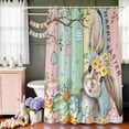 thumbnail image 6 of Shower Curtain, Easter Rabbit Eggs Waterproof Shower Curtain Set with Hooks for Bathroom Showers,Stalls and Bathtubs,72x72In Spring Flower Leaf Wood Plank, 6 of 9