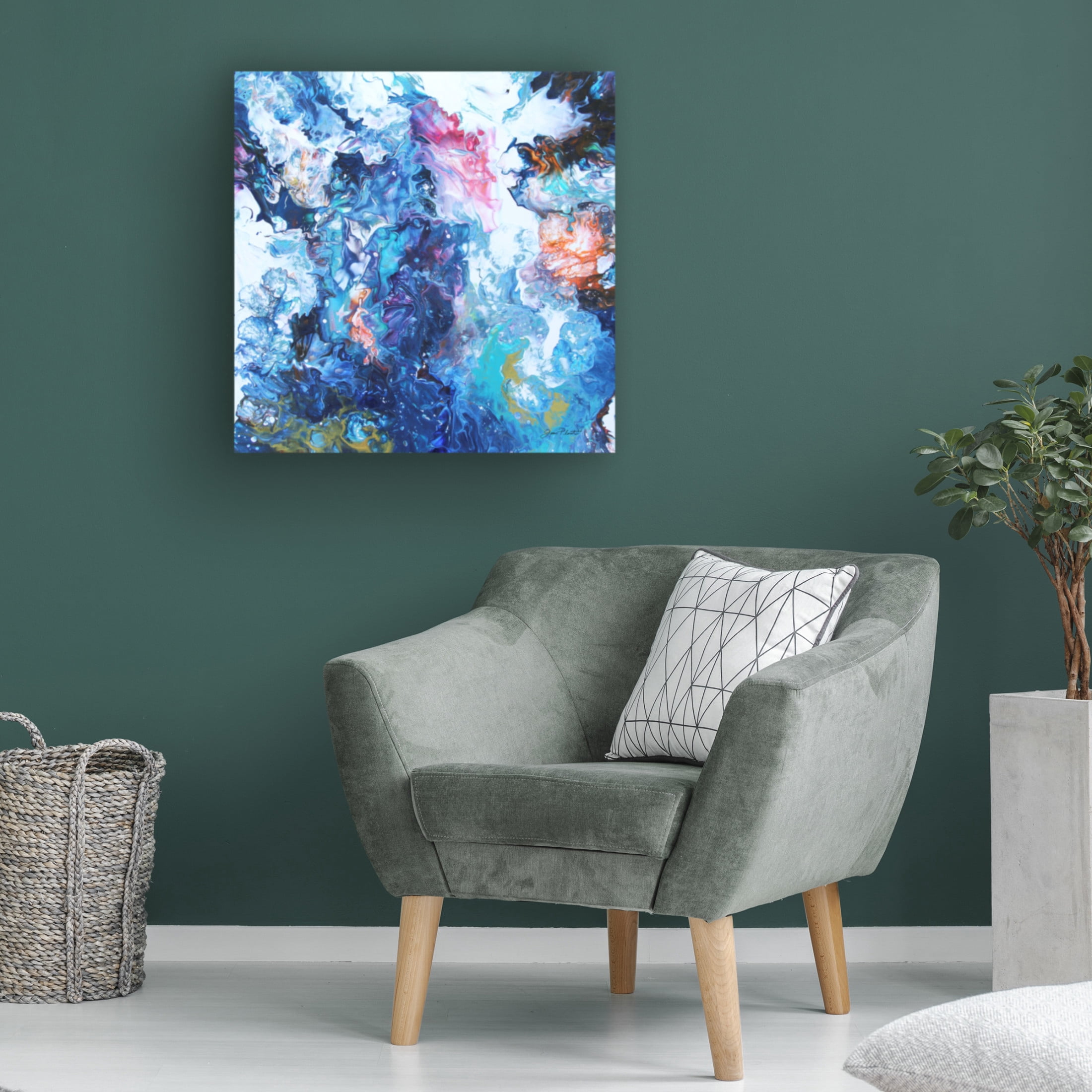 Canvas Wall Art - Jean Plout 'Abstract Pouring D' Wall Art for Living Room, Bedroom, or Office Décor by Trademark Fine Art - 24 x 24 Inches