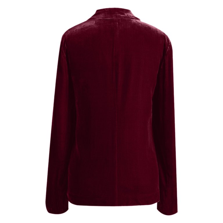 Women's Casual Velvet Blazer Jackets Long Sleeve Buttons Open