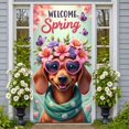 thumbnail image 3 of Cartoon Cow Welcome Banner Sunflower Design Farm Display Bee Pattern Purple Bow Spring Backdrop for Farmhouse Decoration Spring Party Welcome Ceremony, 3 of 9