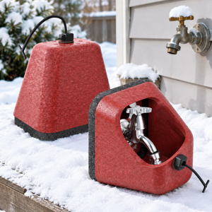 Red-2pack Outdoor Faucet Insulation Covers For Winter Protection