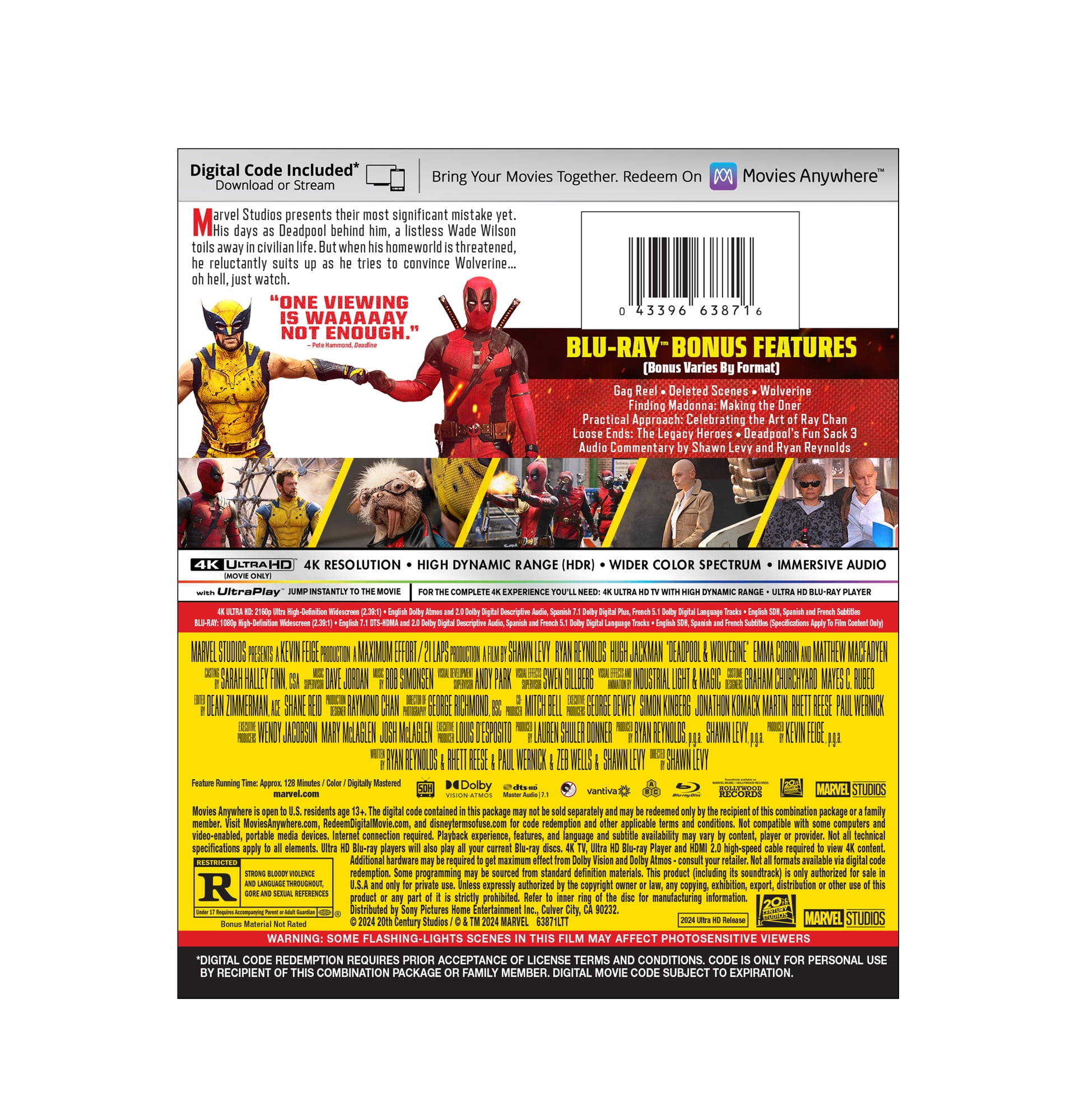 Deadpool and Wolverine (4K UHD + Blu-ray + Digital) Disney Action & Adventure