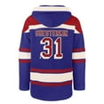 thumbnail image 3 of Men's '47 Igor Shesterkin Blue New York Rangers Player Name & Number Lacer Pullover Hoodie, 3 of 3