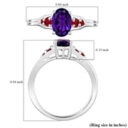 SHOP LC DELIVERING JOY Garnet Amethyst Ring 925 Sterling Silver Statement Jewelry Red Garnet Ring Purple Amethyst Rings for Women Size 5 Birthday Gifts for Women