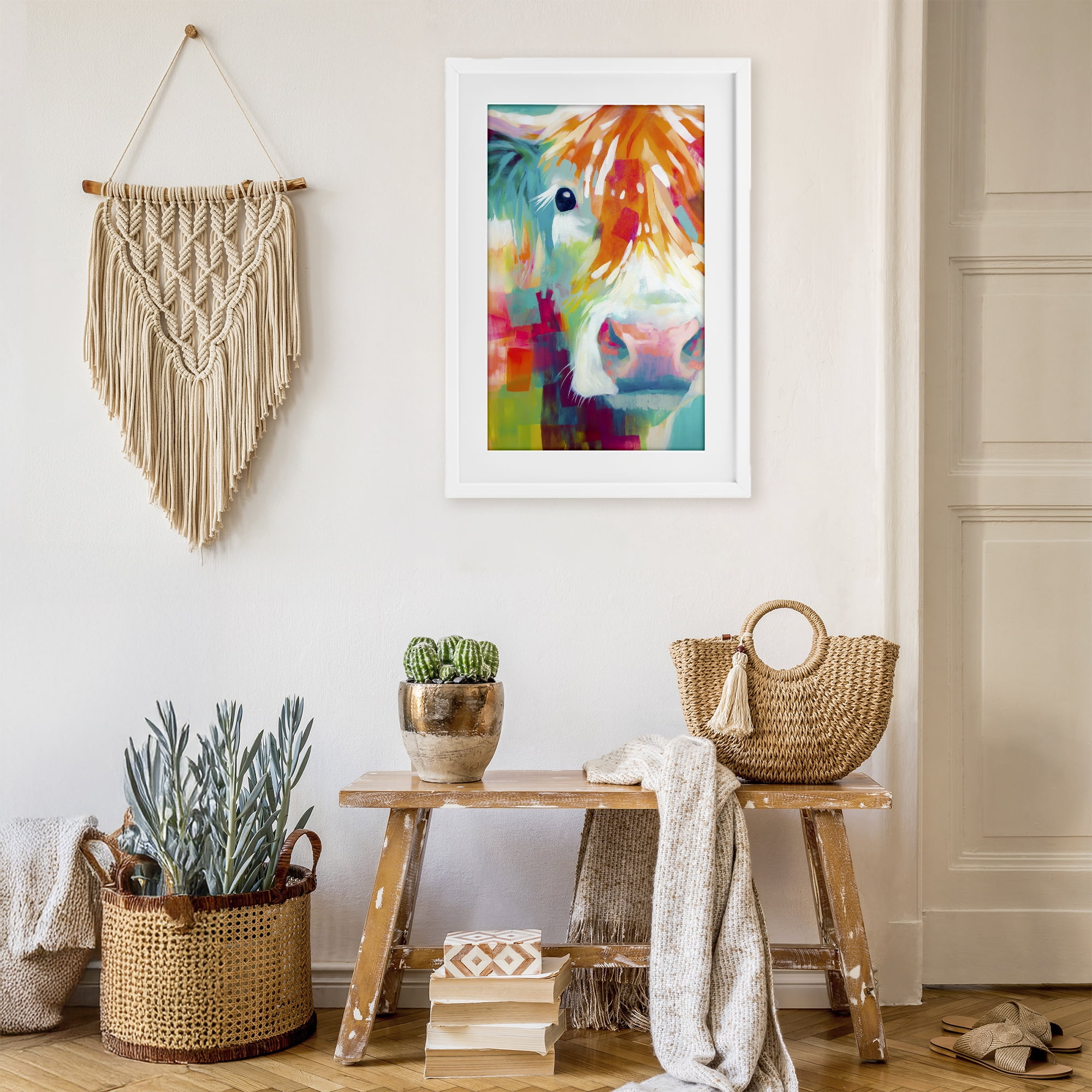 Stupell Industries Highland Portrait in Brights White Framed Print Under Glass, design by Chromatic Storm Studio