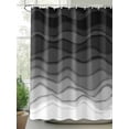 thumbnail image 2 of Fsddascl Black Ombre Stripes Shower Curtain Set - Standard 72" x 72" Bathtub Curtain with 12 Hooks, Modern Abstract Sea Waves Spray Art Waterproof Fabric Stall Shower Curtains for Bathroom/Bathtub, 2 of 6