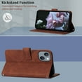 thumbnail image 4 of for iPhone 13 Wallet Case/iPhone 14 Case Wallet,[Kickstand] [Wrist Strap] [Card Holder Slots] TPU Interior Protective Leather Flip Cover for iPhone 14/13 (Brown), 4 of 14