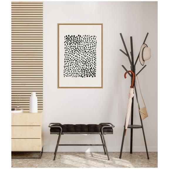 Kate and Laurel Framed Canvas Wall Art Print Abstract Black by Gabrielly Guedes, 23 x 33 Sylvie Natural Frame, Modern Contemporary, Abstract Art for Wall Decor