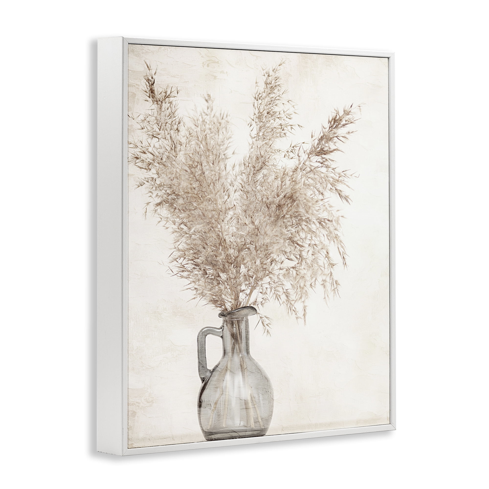 Stupell Industries Wild Pampas Vase Botanical & Floral Painting White Framed Art Print Wall Art, 24 x 30