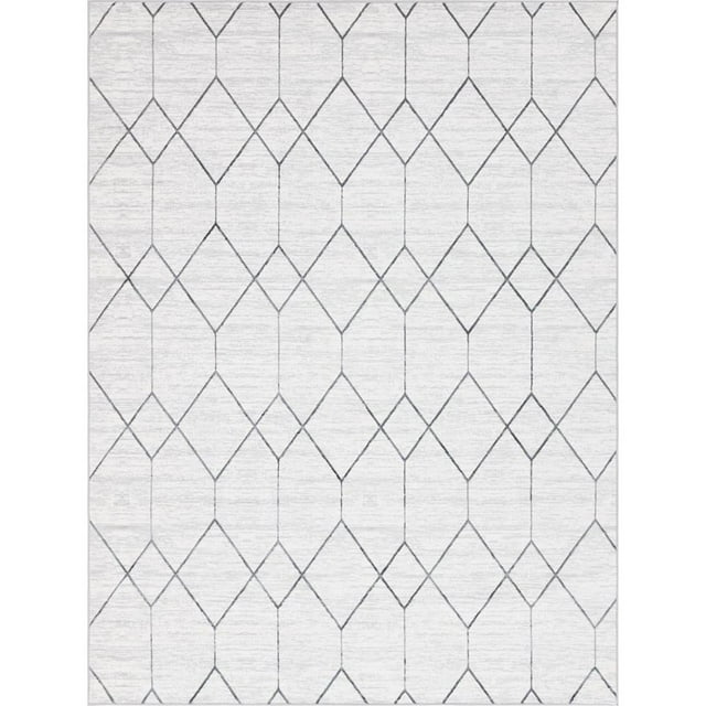 Unique Loom Tapis en Treillis à Mailles de Matrice 9' x 12' Rectangle Ivoire/gris