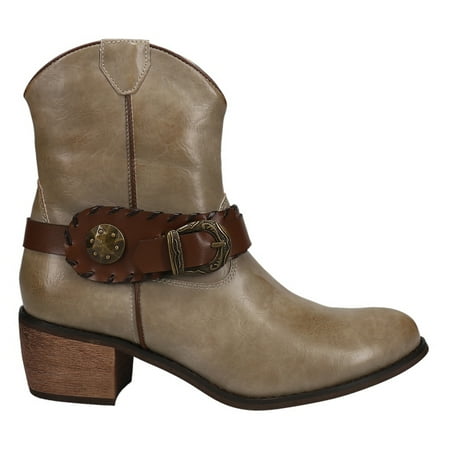 

Roper Womens Mae Round Toe Cowboy Casual Boots Ankle Low Heel 1-2