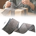 thumbnail image 2 of Light Gray Linen-Look Ribbon with Bendable Wire Borders, 1.57 Inch x 4.5 m for DIY Craft Details, 2 of 8