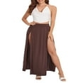 thumbnail image 4 of Womens Plus Size High Waist Waisted Double Split Long Maxi Skirts Beach Party Skirts, 4 of 6