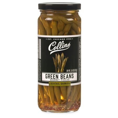 Collins Gourmet Cocktail Garnish Pickled Green Beans - 16 oz (Best Spicy Pickled Green Beans Recipe)
