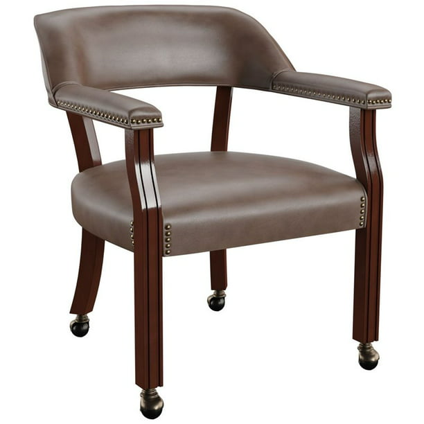 Bowery Hill Captains Chair With Casters, Leather Conference Chairs With Casters