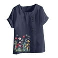 thumbnail image 5 of HongQid Womens Embroidered Tops Casual Summer Boho T Shirts Loose Fit Short Sleeve Linen Floral Blouses, 5 of 5