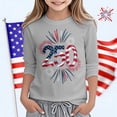 thumbnail image 2 of USA 250th Anniversary Shirt Girls Patriotic 4Th of July Graphic Print Three Quarter Sleeve Casual Tee Shirt for Toddler and Youth Kids Grey 8 Years-9 Years, 2 of 5