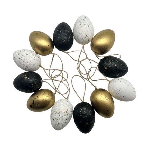 Fareti Modern Easter Egg Hanging Ornaments, Plastic Eggs with Speckle Decor, Sophisticated Spring Home Decor for Wall Table, Luxury Gift