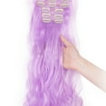 thumbnail image 4 of SHCKE Clip in Hair Extensions 24 Inch Hairpieces 8 Pieces Set Clip On Hair Extension Curly Double Weft Hair Extensions Synthetic Hairpiece for Women Light Purple, 4 of 6
