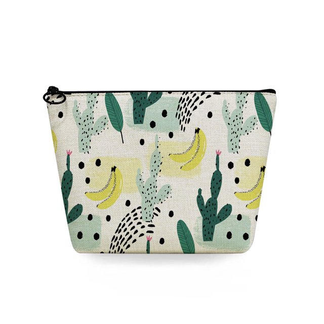 Bolsas de aseo de viaje con estampado de Cactus para mujer, neceser de cosméticos personalizado, estuches de lápices de plantas refrescantes, organizador de maquillaje informal de alta calidad Fivean unisex
