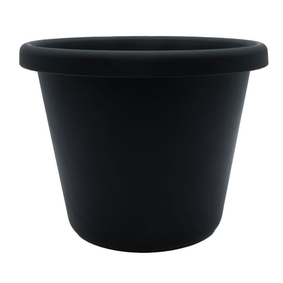 The HC Companies 14 Inch Round Classic Planter, Plastic Plant Pot, Black