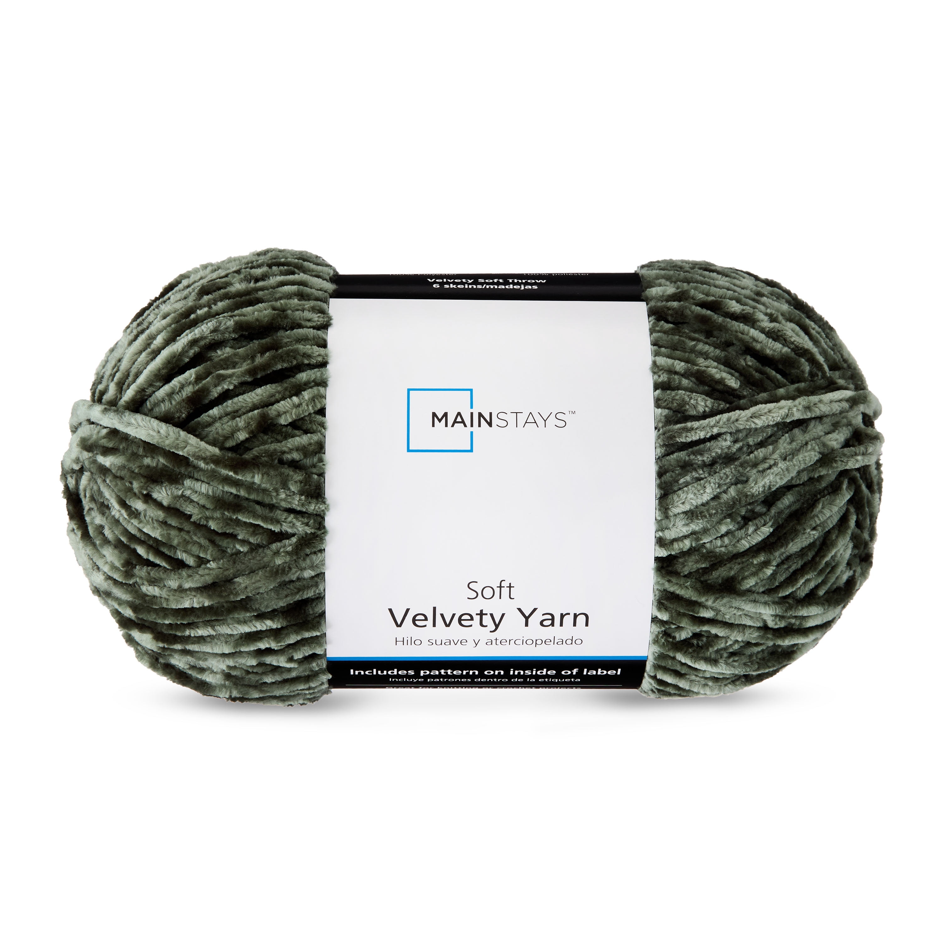 Mainstays Soft Velvety Yarn, 315 yd, Deep Thyme, 100% Polyester, Pack of 4