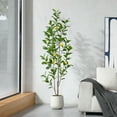 thumbnail image 3 of 6ft Artificial Lemon Tree with Oval White Pot, Realistic Looking Foliage - Perfect for Home or Office Decor!, 3 of 8