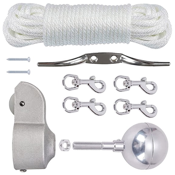 3Inch Aluminum Alloy Flagpole With Locking Nut & 2Inch Nylon Pulley Flagpole Truck For 1.6-2Inch Outdoor Flag Poles