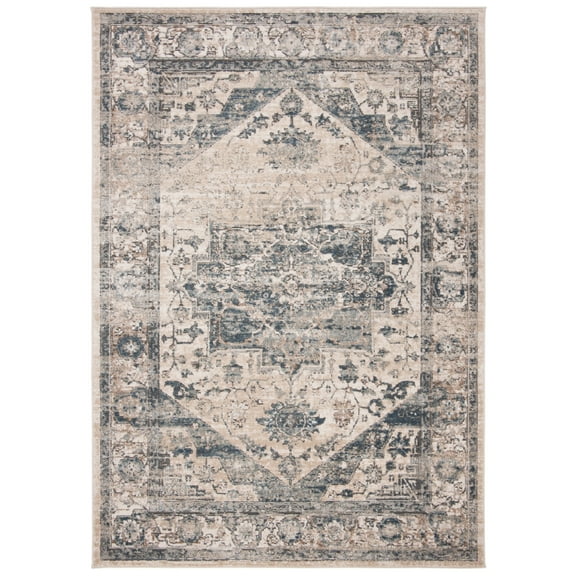 SAFAVIEH Martha Stewart Jackson Oregon Area Rug, Ivory/Blue, 9' x 12'