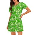 thumbnail image 1 of Fotbe Green Cucumber Bata de Dormir para Mujer con Estampado, Camisón de Algodón de Manga Corta, Ropa de Dormir Casual, 1 of 6