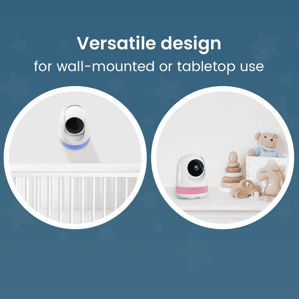 Babysense Prisma Baby Monitor with Camera and Audio, 5” HD Video Baby Monitor, 6-Color Night Light, Split Screen, Baby Sound Machine with White Noise & Lullabies, Secure No Wifi