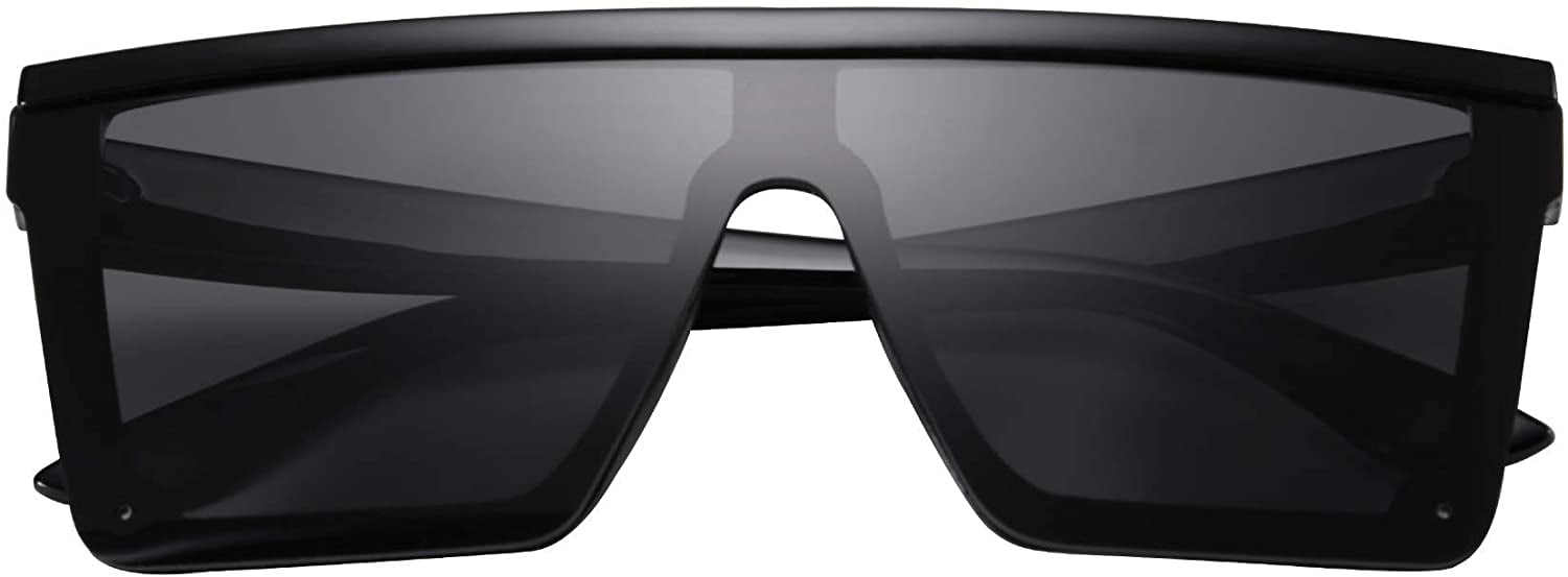 FEISEDY Women Men Flat Top Shield Sunglasses Oversized Square Rimless Shades  UV400 B2470 