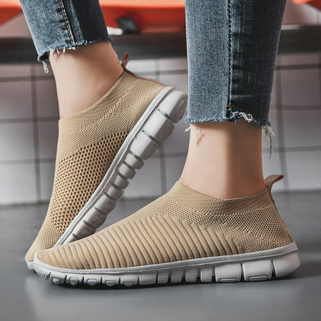 

XINKAIRUN Women S Casual Shoes Men and Women Slip-on Mesh Breathable Lightweight Sports Running Shoes Beige