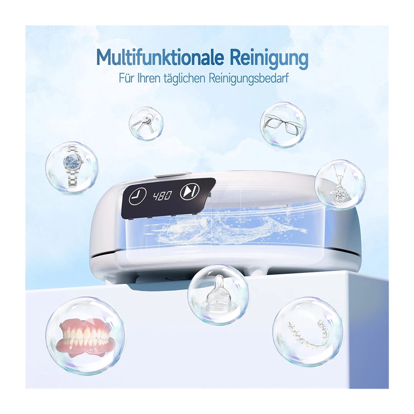 700ML Ultrasonic Cleaner ltrasound Glasses Jewelry Cleaner Kit 48KH High Frequency Ultrasonic Washing Bath For Glasses False