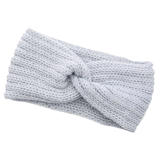 Sonducket Diadema de ganchillo estilo Simple de punto Flexible transpirable banda para el sudor accesorios elásticos para el cabello diadema Accesorio para el cabello Gris-plata