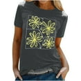 thumbnail image 2 of ALLLIST Women's Tops Floral Summer Short Sleeve T-Shirts Drop Shoulder Gray Pullover for Women, 2 of 5