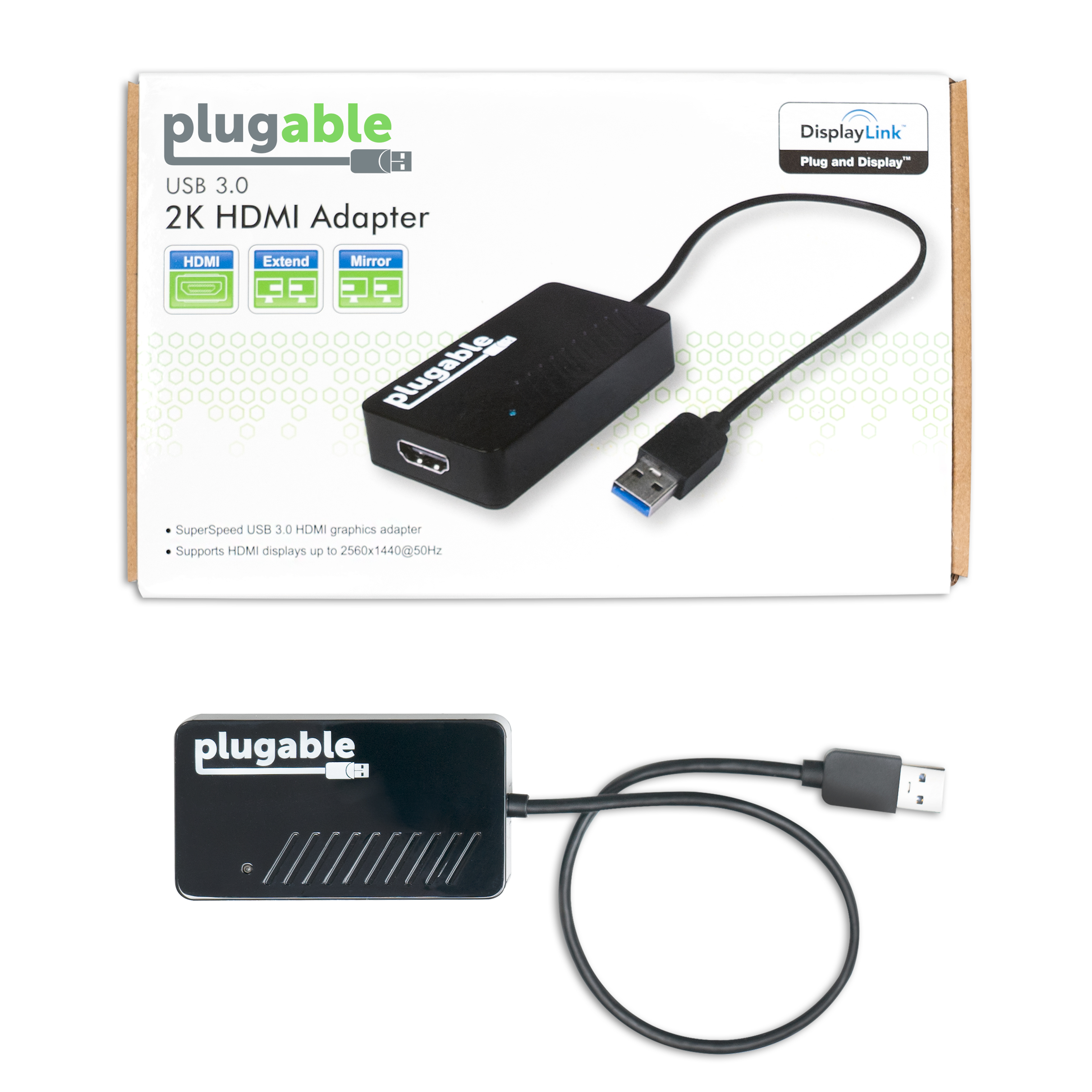 Plugable USB 3.0 to HDMI Video Graphics Adapter with Audio for Multiple Monitors up to 2560x1440 Supports Windows 11, 10, 8.1, 7, XP, and Mac - image 4 of 4