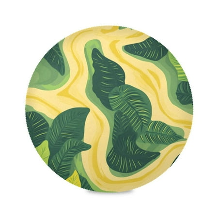 

Round Plate Mat 15.4x15.4 Inchesx4 Placemat Table Mat Kitchen Mat Coffee Mat Fabric Thick Strong Wear-Resistant Heat Resistance Green River Pattern
