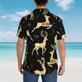 thumbnail image 4 of Honeii Christmas Gold Deers Print Men’s Hawaiian Shirt,Classic Button-Down Short Sleeve Shirt, for Beach, Vacation, and Outdoor Activities,Large, 4 of 7