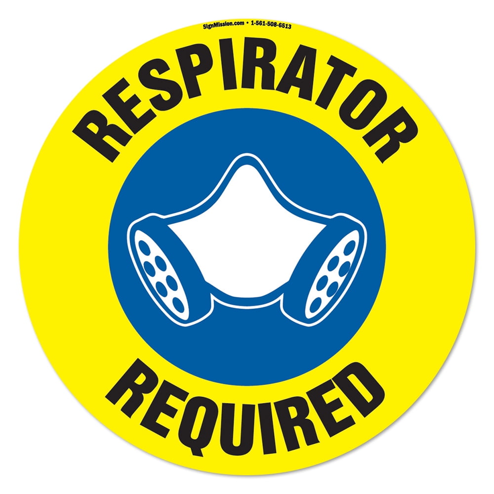 Work Place & Customers Protect Your Business  Made in The USA Respirator Required Non-Slip Floor Marker 12 Pack of 16 Circle Vinyl Decal 
