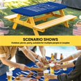 thumbnail image 6 of Winter Navy Blue Table Cloths for 4 Foot Rectangle Tables, Christmas Xmas Modern Minimalist Words Art Patio Waterproof Elastic Fitted Tablecloths, Washable Rectangular Table Cover for Camping, 6 of 8