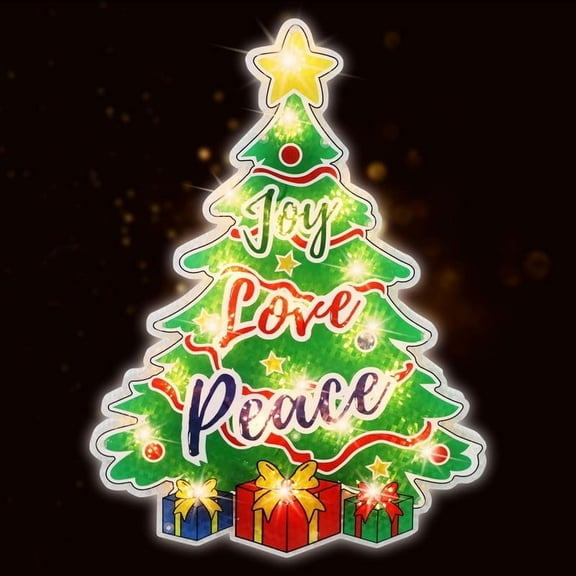 17" 20L Christmas Tree Christmas Window Silhouette Lights Decorations, Lighted Christmas Tree Window Lights for Christmas,Party,Home,Patio Lawn,Garden