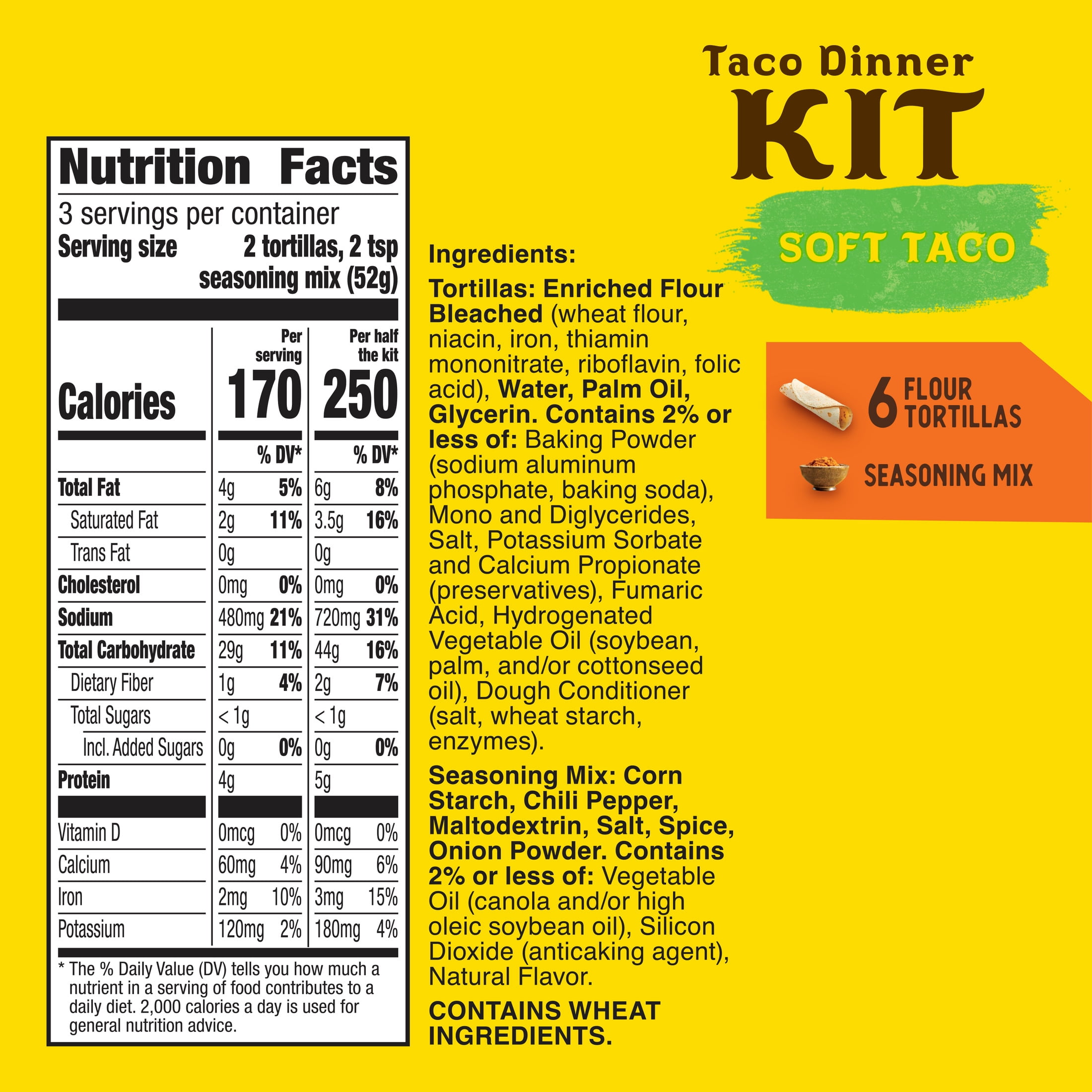 Old El Paso Soft Taco Dinner Kit, Meal Prep, 6 Count, 5.47 oz