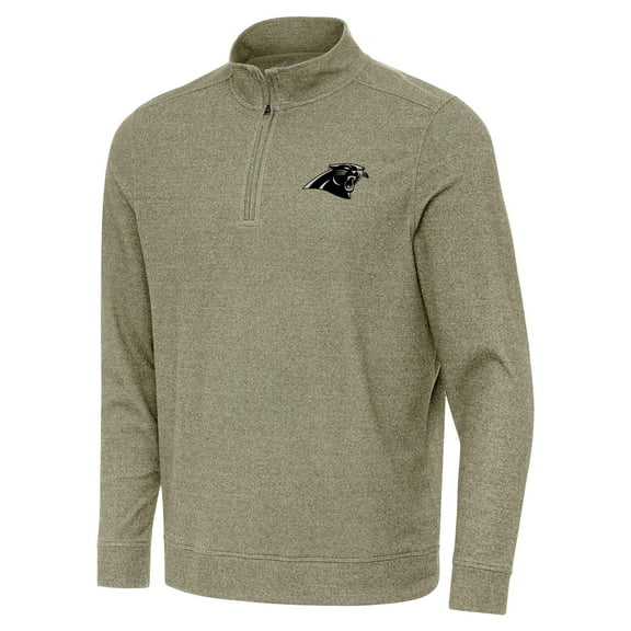 Men's Antigua Heather Olive Carolina Panthers Subtle Quarter-Zip Top