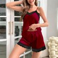 thumbnail image 2 of Diufon Womens Satin Pajamas Set Lace Patchwork V Neck Sleeveless Tops Elastic Waist Shorts, 2 of 5