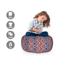 thumbnail image 2 of Ethnic Storage Toy Bag Chair, Diagonal Checkered Pattern with Simple Blossoms Geometric Design with Dots, Stuffed Animal Organizer Washable Bag, Small Size, Multicolor, by Ambesonne, 2 of 3