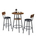 thumbnail image 6 of 3 Piece Bar Table Set, Modern Round Bar Table with Stools & Wood Shelf for 2 Kitchen Counter Height Wood Top Bistro for Breakfast Nook Living Room Small Space Restaurant, Rustic Brown, 6 of 6