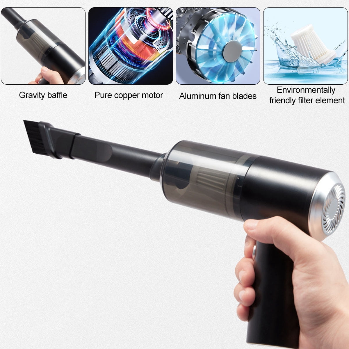Mini Vacuum Cleaner for Car,3 in 1 Keyboard Vacuum Cleaner Wireless Handheld,Car Vacuum with Brushless MotorRechargeable Easy to Clean Car Interior -Black