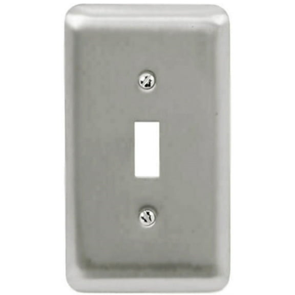 AmerTac 2TTPW Round Corner Wall Plate, 2 Gang, 5 in L x 4-5/8 in W x 1/4 in D, Pewter